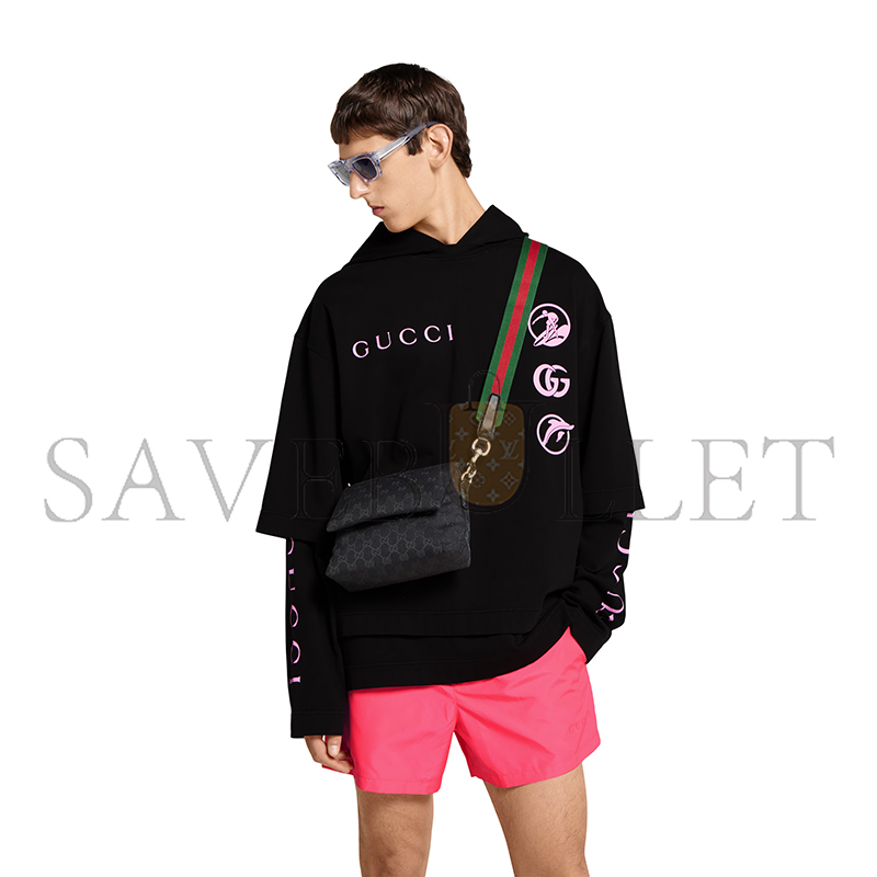 GUCCI SMALL GG CROSSBODY BAG WITH WEB 821617 (19*15*7cm)
